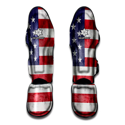Grunge USA Flag Print Muay Thai Shin Guard