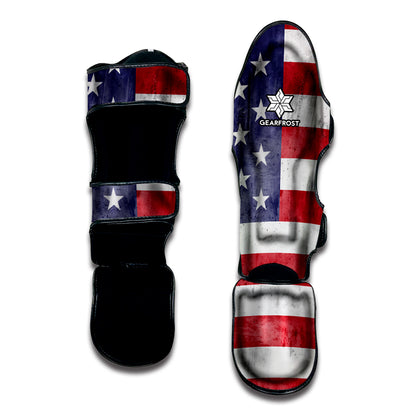 Grunge USA Flag Print Muay Thai Shin Guard