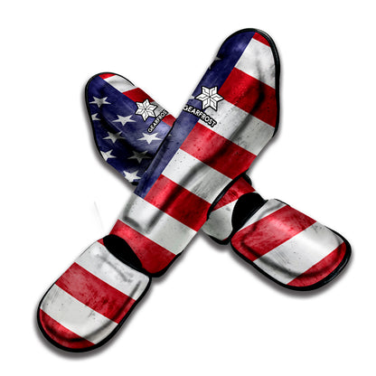 Grunge USA Flag Print Muay Thai Shin Guard