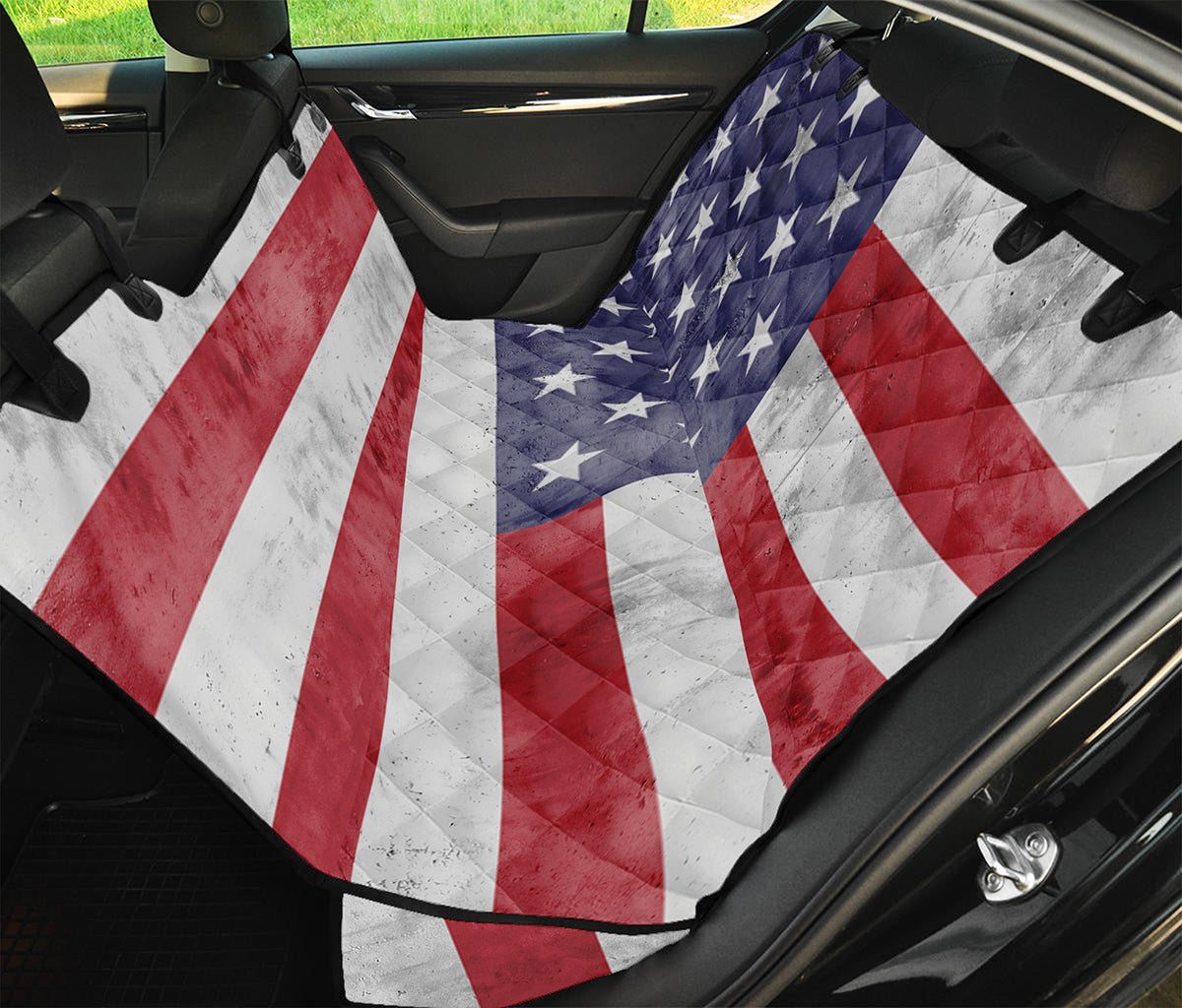 Grunge USA Flag Print Pet Car Back Seat Cover