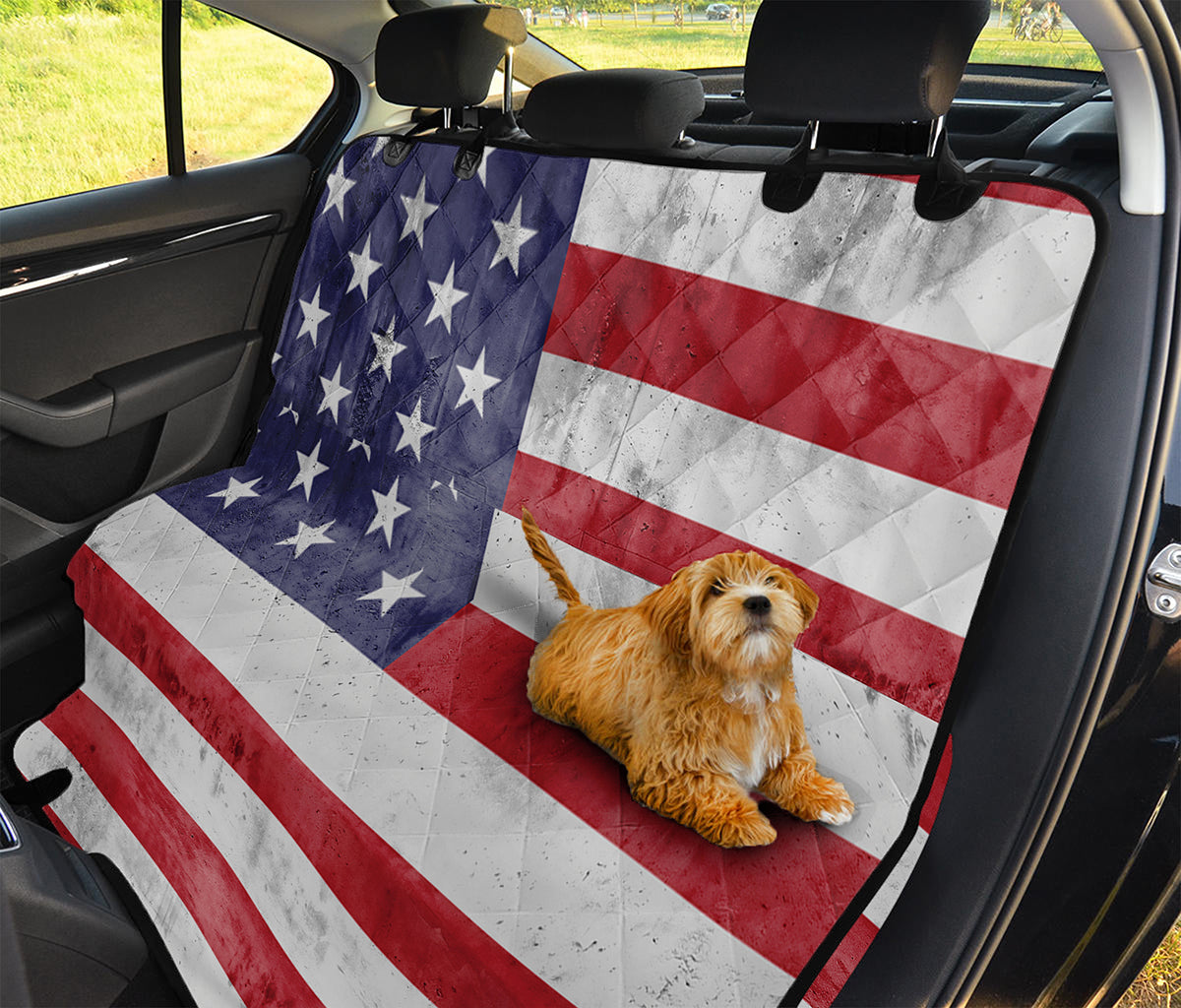 Grunge USA Flag Print Pet Car Back Seat Cover