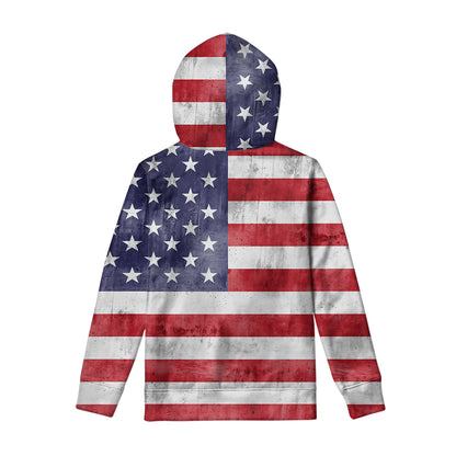 Grunge USA Flag Print Pullover Hoodie