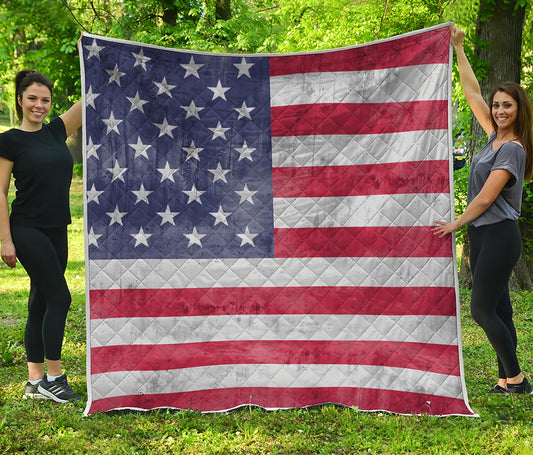 Grunge USA Flag Print Quilt