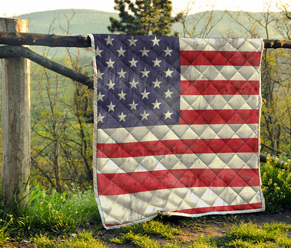 Grunge USA Flag Print Quilt
