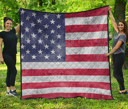 Grunge USA Flag Print Quilt