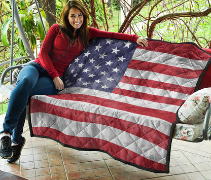 Grunge USA Flag Print Quilt