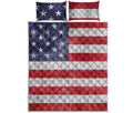 Grunge USA Flag Print Quilt Bed Set