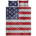 Grunge USA Flag Print Quilt Bed Set