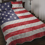 Grunge USA Flag Print Quilt Bed Set