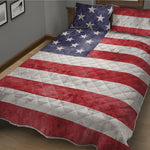 Grunge USA Flag Print Quilt Bed Set