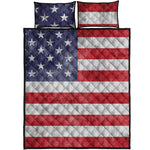 Grunge USA Flag Print Quilt Bed Set