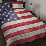 Grunge USA Flag Print Quilt Bed Set