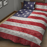 Grunge USA Flag Print Quilt Bed Set