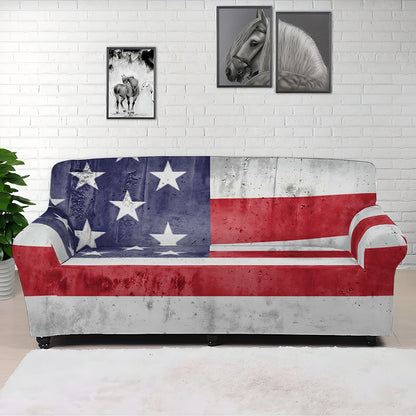 Grunge USA Flag Print Sofa Cover