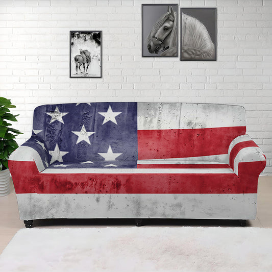 Grunge USA Flag Print Sofa Cover
