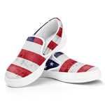 Grunge USA Flag Print White Slip On Shoes