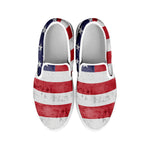 Grunge USA Flag Print White Slip On Shoes