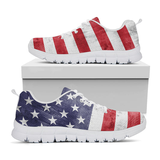 Grunge USA Flag Print White Sneakers