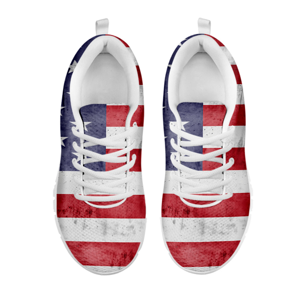 Grunge USA Flag Print White Sneakers