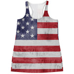 Grunge USA Flag Print Women's Racerback Tank Top