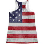 Grunge USA Flag Print Women's Racerback Tank Top