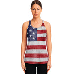 Grunge USA Flag Print Women's Racerback Tank Top