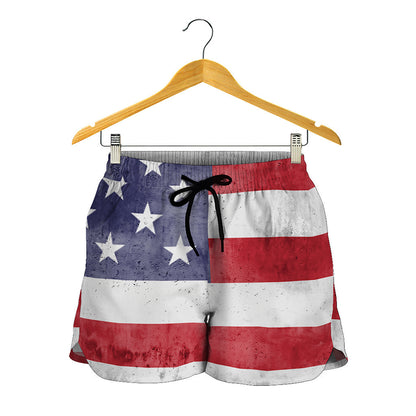 Grunge USA Flag Print Women's Shorts