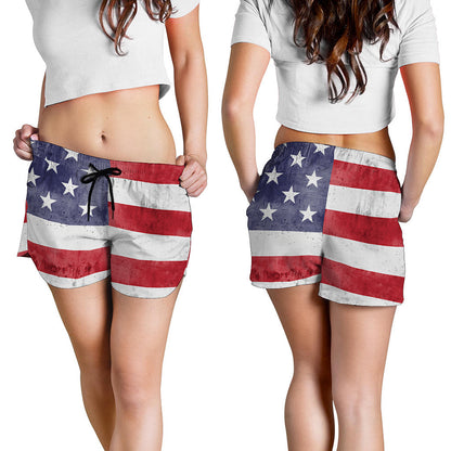 Grunge USA Flag Print Women's Shorts