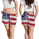 Grunge USA Flag Print Women's Shorts