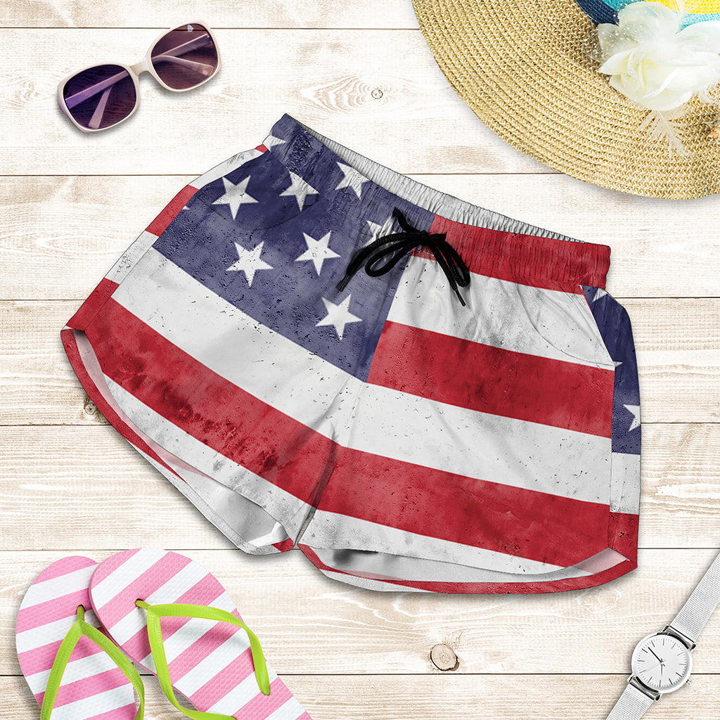 Grunge USA Flag Print Women's Shorts
