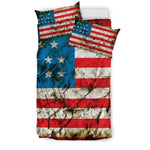 Grunge Wrinkled American Flag Patriotic Duvet Cover Bedding Set GearFrost