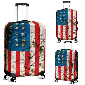 Grunge Wrinkled American Flag Patriotic Luggage Cover GearFrost