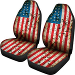 Grunge Wrinkled American Flag Patriotic Universal Fit Car Seat Covers GearFrost