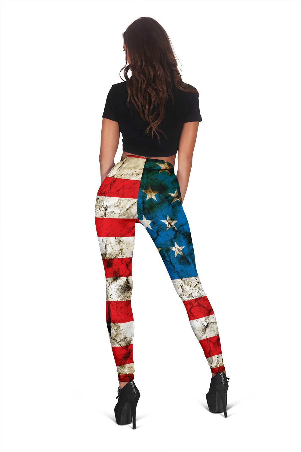 Grunge Wrinkled American Flag Patriotic Women's Leggings GearFrost