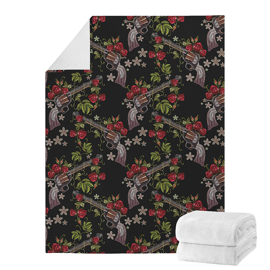 Guns And Flowers Pattern Print Blanket