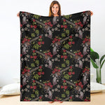 Guns And Flowers Pattern Print Blanket