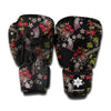 Guns And Flowers Pattern Print Boxing Gloves