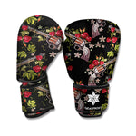 Guns And Flowers Pattern Print Boxing Gloves