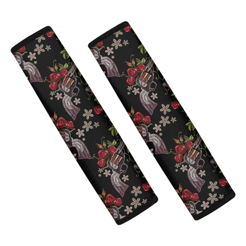 Guns And Flowers Pattern Print Car Seat Belt Covers