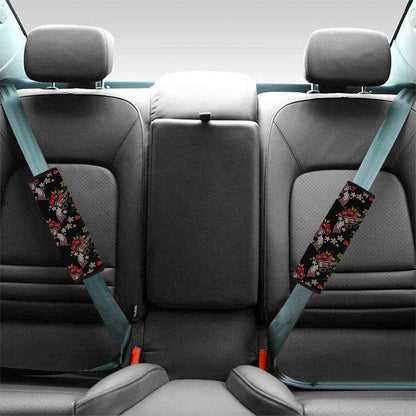 Guns And Flowers Pattern Print Car Seat Belt Covers