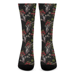 Guns And Flowers Pattern Print Crew Socks