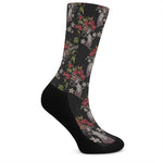 Guns And Flowers Pattern Print Crew Socks