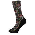 Guns And Flowers Pattern Print Crew Socks
