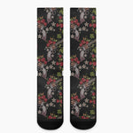 Guns And Flowers Pattern Print Crew Socks