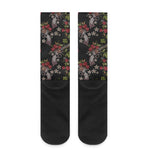 Guns And Flowers Pattern Print Crew Socks