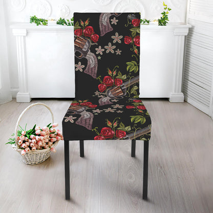 Guns And Flowers Pattern Print Dining Chair Slipcover