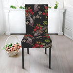 Guns And Flowers Pattern Print Dining Chair Slipcover