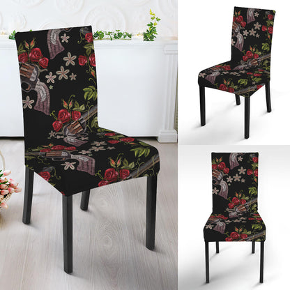 Guns And Flowers Pattern Print Dining Chair Slipcover