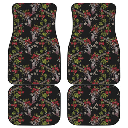 Guns And Flowers Pattern Print Front and Back Car Floor Mats
