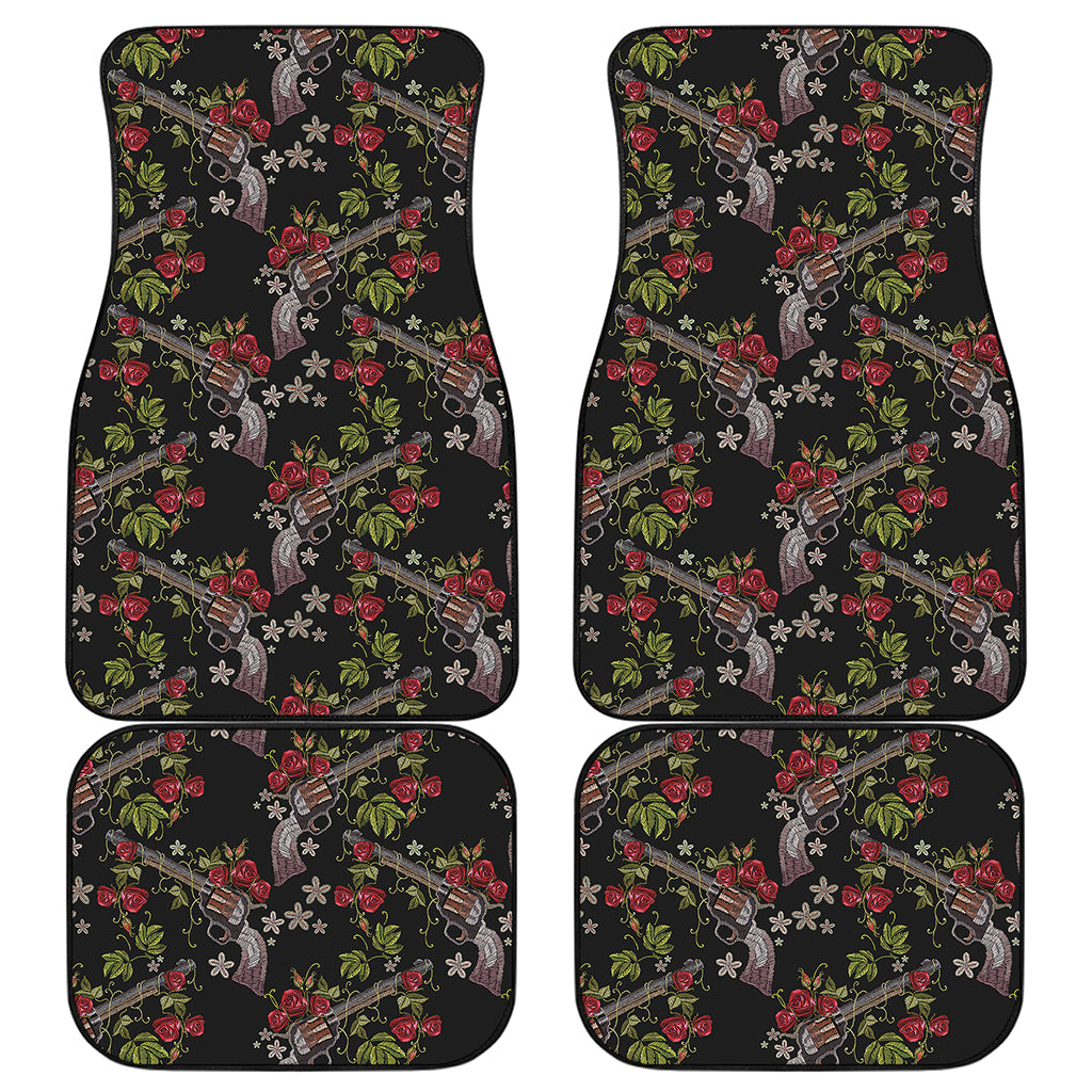 Guns And Flowers Pattern Print Front and Back Car Floor Mats